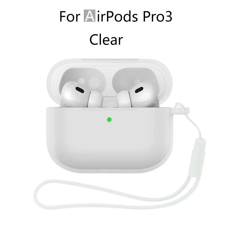 for AirPods Pro 3 2025 New Case Full Protective Soft Silicone Shockproof Case with Keychain for AirPods Pro 3 Case for Men Women
