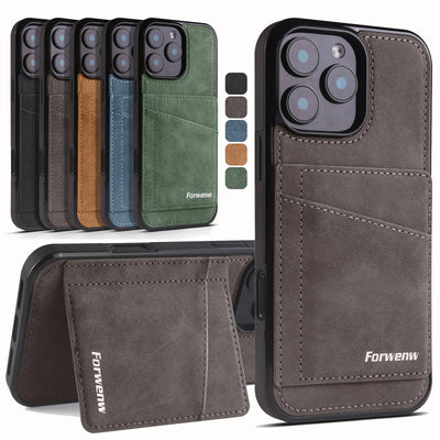 Premium Business Leather Case For iPhone 17 16 15 14 13 12 11 18 Pro Max Plus 17e16e 13Mini Magnetic Flip Wallet Card Solt Cover