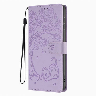 Lovely Cat Tree Case For Samsung Galaxy S5 S7 S6 Edge S20 FE S10E S10 S9 S8 Note 8 9 20 Ultra 10 Plus Pro Cash Wallet Fundas