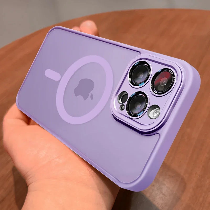 Magnetic Luxury Matte Translucent Armor Shockproof Case For iPhone 16 15 14 13 12 17 18Pro Max For Magsafe Wireless Charge Cover