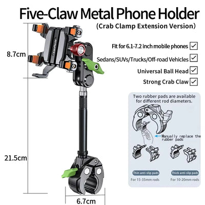 Universal Metal Car Phone Mount, 360° Rotation for Windshield/Dashboard, Suction Cup Holder for IPhone Samsung All Smartphones