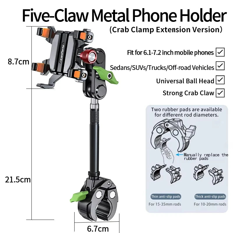 Universal Metal Car Phone Mount, 360° Rotation for Windshield/Dashboard, Suction Cup Holder for IPhone Samsung All Smartphones