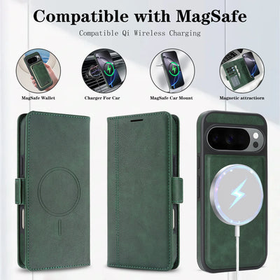 Wireless Charging Magnetic Phone Case For Google Pixel 10Pro XL 9Pro 10 9 9A Magsafe Wallet Case Phone Cover Cash Cards Slot
