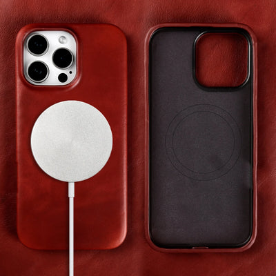 Vintage Full Wrapped Genuine Leather Case for Iphone 18 Pro Max 17 16 15 14 13 12 Business Oil Wax Magnetic Magsafe Phone Cover