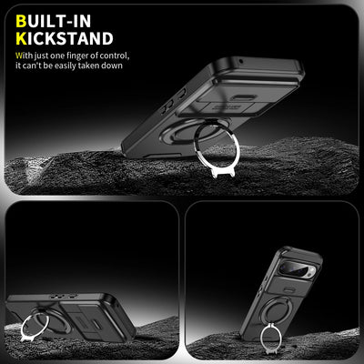 For Google Pixel 10 9 Pro XL Magnetic Bracket Phone Case For Google Pixel 10 9 8 7 Pro 9A 8A Sliding Window Anti Fall Phone Case
