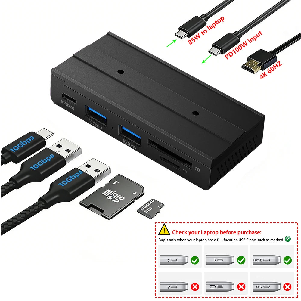 10Gbps USB HUB Desk Magnetic USB3.2 Splitter Adapter High Speed Data Transfer For MacBook Pro iMac Pro PC Laptops Accessories