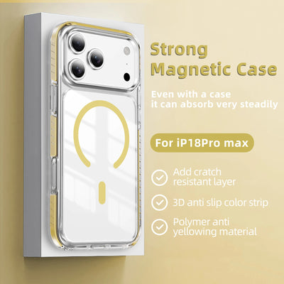 Luxury Clear for Magsafe Magnetic Case For iPhone 18 17 Pro Max 18pro 17pro Coque Wireless Charging Candy Frame Shockproof Cover