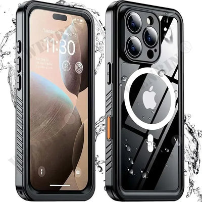 IP68 Waterproof Case For iPhone 18 17 16 Pro Max Plus Full Body Protective Cover Swim Underwater Diving Magsafe Magnetic Fundas