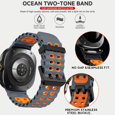 Ocean Strap for Samsung Galaxy Watch Ultra 2 Sports Silicone Band for Galaxy Watch 9-8-7 Ultra 47mm Official Original Wristband