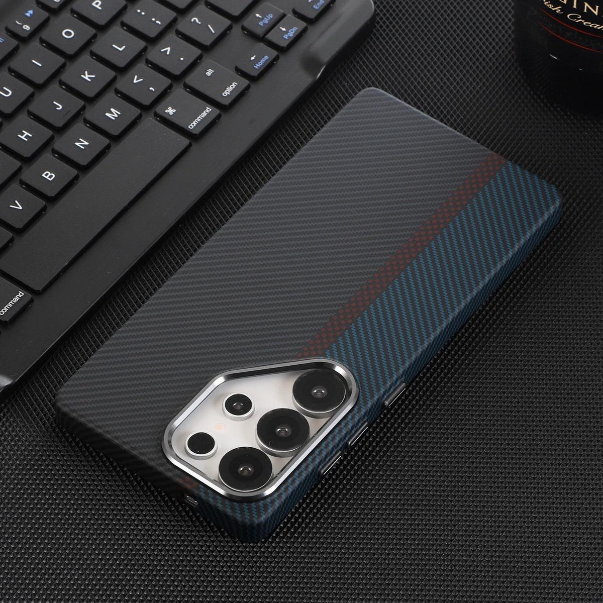 Luxury Kevlar Aramid Fiber Case For Samsung Galaxy S22 S23 S24 S25 S26 Ultra Plus Magnetic Carbon Fiber Phone Cover For S26 Plus