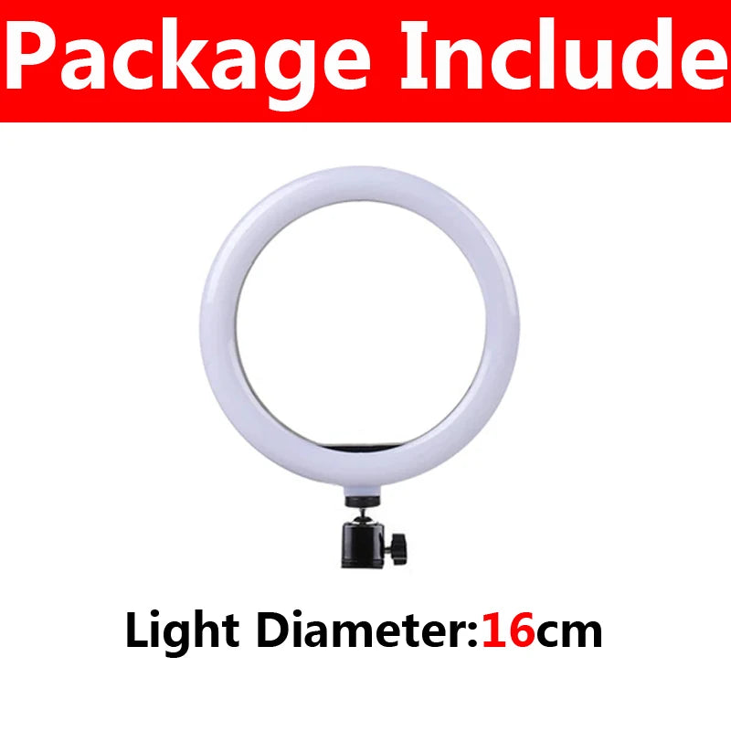 16cm 26cm 33cm LED Ring Lights Dimmable Led Round Photography Fill Light With Phone Holder Clip For Youtube Video Live Lamp