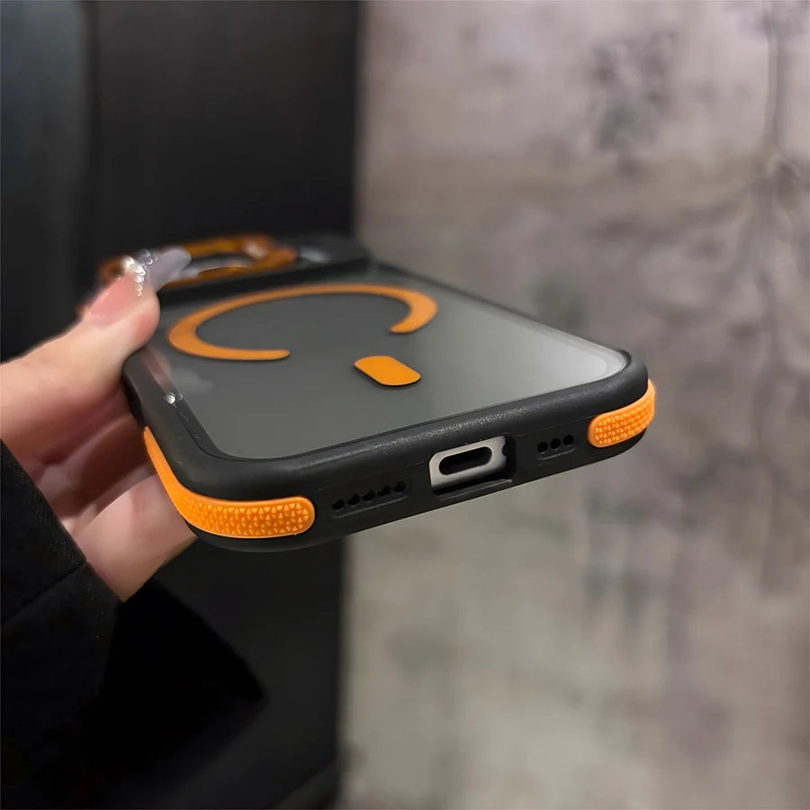 Anti-Slip Magnetic Bracket Phone Case | Compatible with iPhone 17,16,15,14,13,12,11/Pro/Pro Max/Air/Plus and Galaxy S22,S23,S24,S25,S26 Ultra/FE/Plus Series | All-in-One Design with Wireless Charging + Shockproof + Built-in S