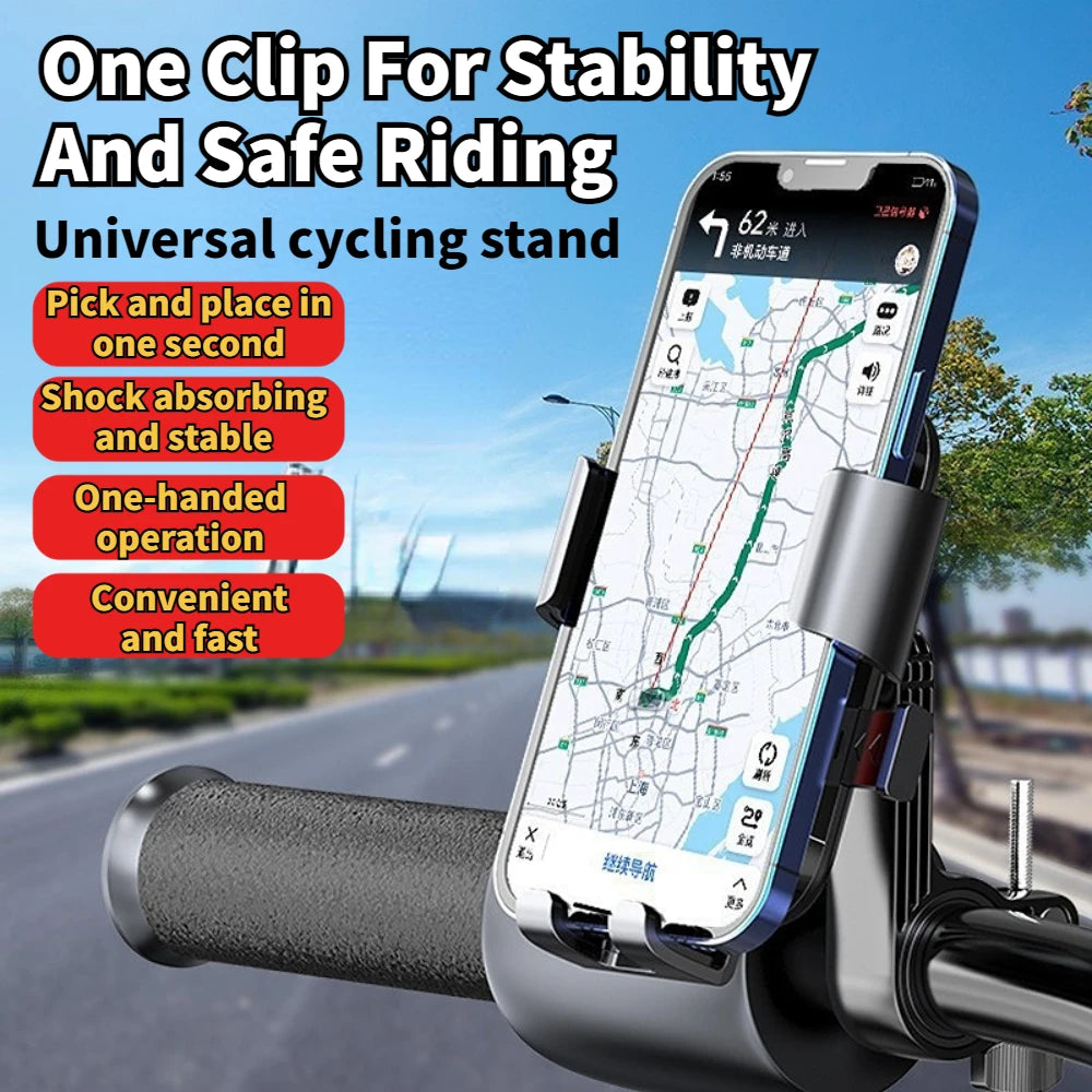 Motorcycle And Bicycle Mobile Phone Holder Free Rotation Mobile Phone Navigation Holder Riding Shockproof Universal For All Mode