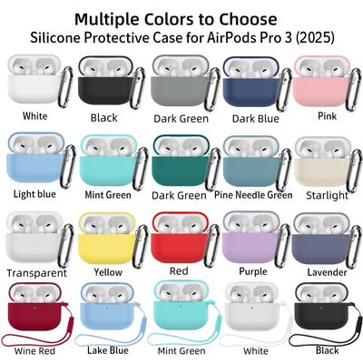 for AirPods Pro 3 2025 New Case Full Protective Soft Silicone Shockproof Case with Keychain for AirPods Pro 3 Case for Men Women