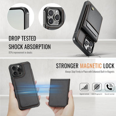 Magnetic 2 in 1 Detachable for iPhone 16/15/14 Pro Max 16 Plus Wallet Case with Card Holder,Magnetic Flip Kickstand Credit Slots