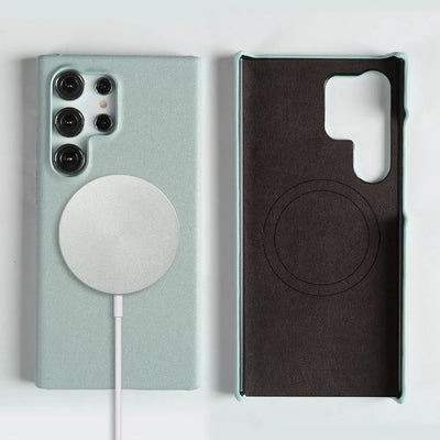 Handmade Premium Genuine Leather Magnetic Case for Samsung Galaxy S25 Ultra Case S24FE S23 S22 S21 S20 Note20Ultra Magsafe Cover