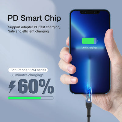 PD 27W Fast Charge Cable For iPhone 14 13 12 11 Pro Max X 6 7 8 Plus SE iPad USB Type C To Lighting Data Charger USBC Wire 2M 3M