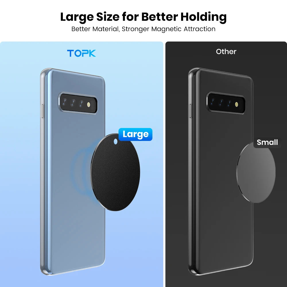 TOPK Universal Metal Plate 4 Pack for Magnetic Phone Car Mount Holder Cradle with Adhesive (Compatible with Magnetic Mounts)