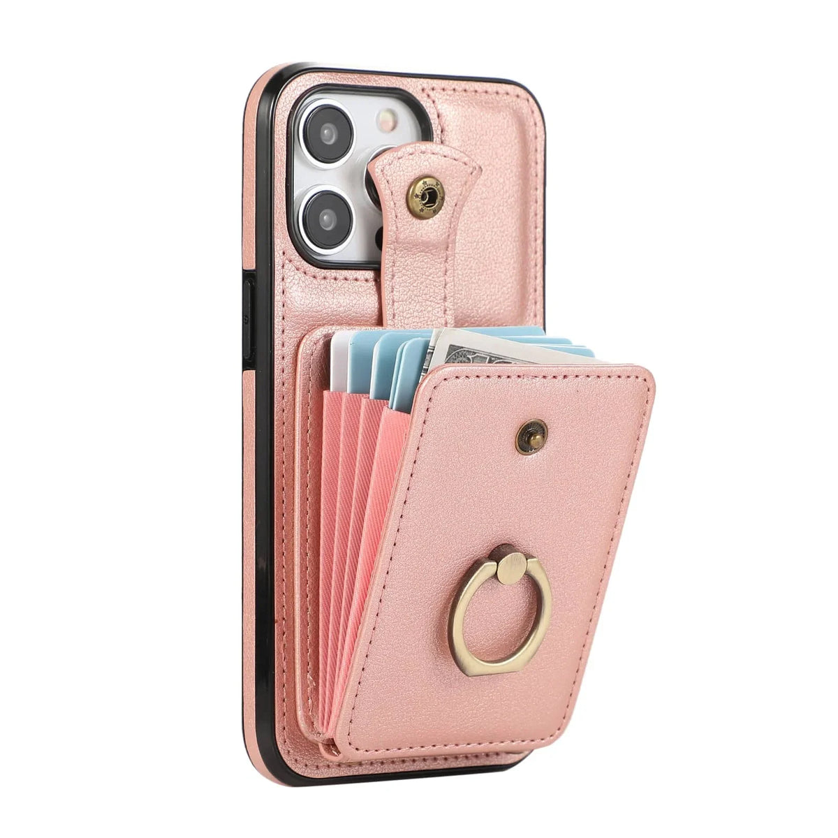 For iPhone 16/15/14 Pro Max 16 15 14 Plus Case Wallet with Card Holder, 360°Rotation Finger Ring Holder Kickstand, RFID Blocking