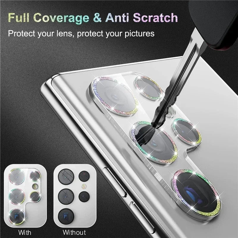 Bling Glitter Camera Lens Protector for Samsung Galaxy S22 S24 S25 Ultra S23 Plus S25Ultra S 25 S25+ Tempered Glass Full Cover