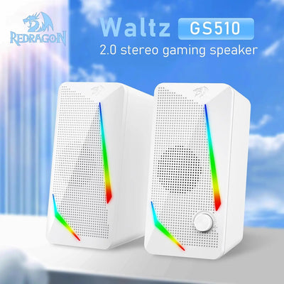 Redragon GS510 RGB Desktop Speakers, 2.0 Channel PC Computer Speaker with 4 Colorful LED Backlight Modes