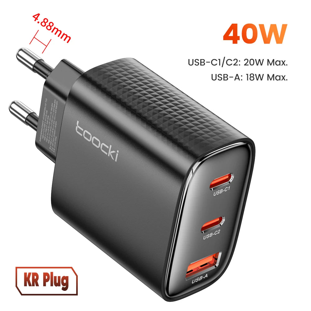 Toocki GaN USB C Charger 33W/67W Digital Display PD QC Fast Charging 40W Type C Phone Charger for iPhone 17 16 15 Samsung Xiaomi