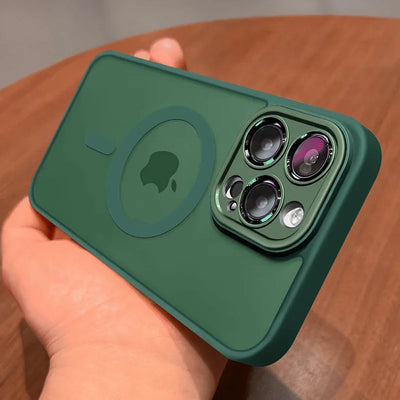 Magnetic Luxury Lens Protector Matte Translucent Case For iPhone 17 18 16 15 14 13 12 Pro Max For Magsafe Wireless Charger Cover