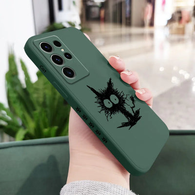 Scrawled Cat Phone Case For Samsung Galaxy S25FE S24 S23 S22 S21 S20 S10 S10E Ultra Plus FE Note 20 Ultra 10 Plus Cover