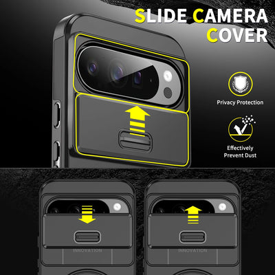 For Google Pixel 10 9 Pro XL Magnetic Bracket Phone Case For Google Pixel 10 9 8 7 Pro 9A 8A Sliding Window Anti Fall Phone Case