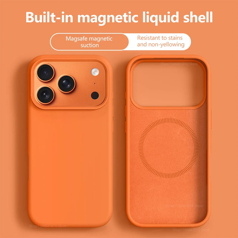 Original Magnetic Phone Case For iPhone 17 16 Pro Max Liquid Silicone Cases For iPhone 17 18 Pro Max 17Pro Air Soft Bumper Cover