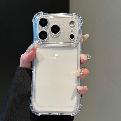 Luxury Hybrid Case For iPhone 17 16 15 14 13 12 11 Pro Max Plus Shockproof Clear Cover with Hard PC Back and Soft Silicone Edge