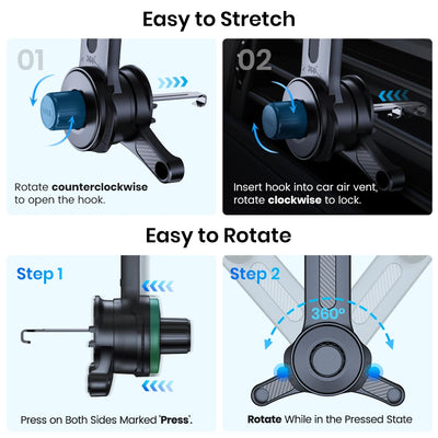 TOPK Enhanced Air Vent Car Phone Mount Holder -Hands-Free Phone Holder with Adjustable Clamp Cradle,Phones,Durable ABS Material