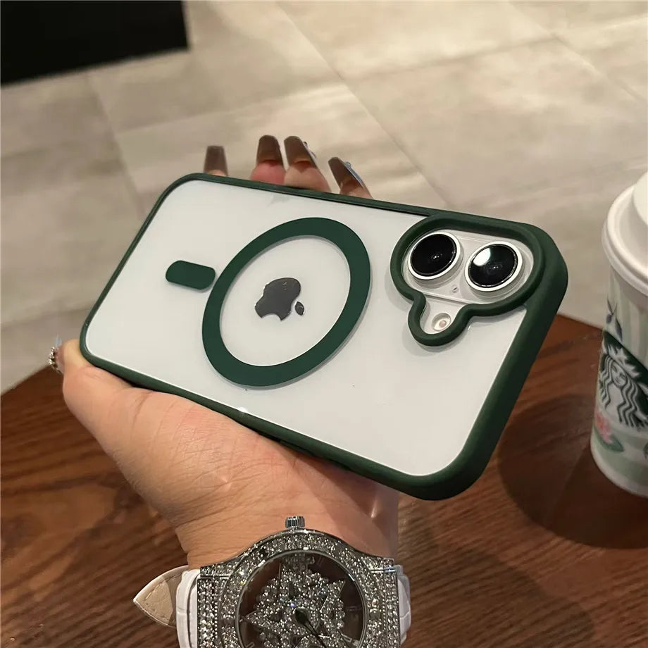 Luxury For Magsafe Transparent Case For iPhone 11 12 13 14 15 16 17 Pro Max Mini Plus Magnetic Wireless Charge Bumper Case Cover