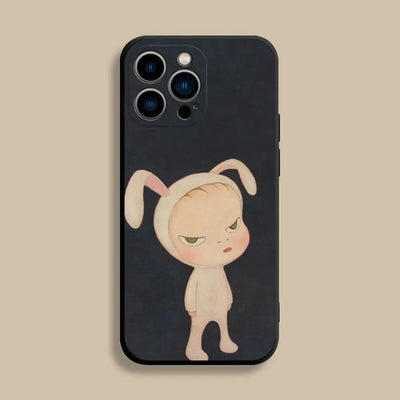 Y-Yoshitomos Art N-Nara Phone Case For iPhone 17,16,15,14,13,12,Pro,Max,Plus,E,SE4,Air,Mini Black Soft Cover