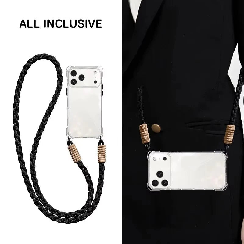 Crossbody Phone Case with Lanyard For iPhone 17Air 16 Pro Max 15 14 18 Pro Max  чехол на айфо Necklace Strap Cord Soft Cover
