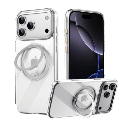 Transparent Magnetic Case for iPhone 17 Air 16 Plus 15 14 13 18 17 Pro Max 16e 360° Rotating Ring Holder Kickstand Cover LMD003