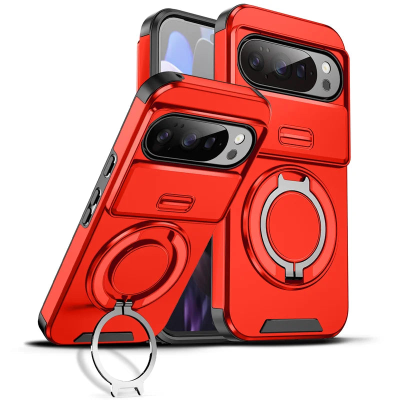 Armor Funda For Google Pixel 10 9 Pro XL 10Pro Magnetic Ring Bracket Case For Pixel 9A 8A 7 Pixel10 Pro Slide Lens Protect Cover