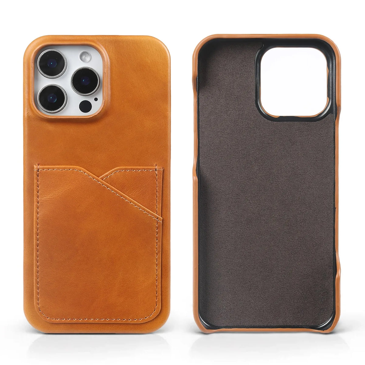 Premium Card Slot Genuine Leather Case for Iphone 18 Pro Max Cases 15 17pro 16pro 12 11 Aesthetic Vintage Phone Back Cover Coque