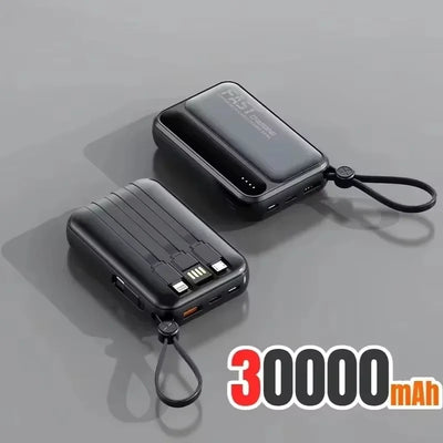 Lenovo 500000mAh Fast Charge Power Bank Portable Large Capacity 4 Built‑in Cables Backup Battery for Smartphones Daily Outdoor