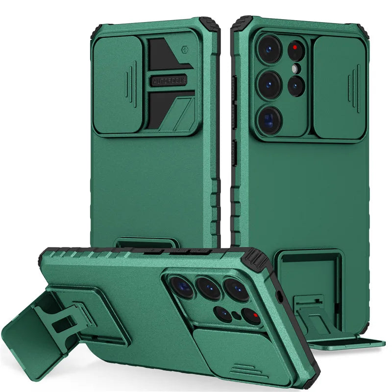 Shockproof Armor Funda For Samsung Galaxy S20 FE S21 S22 S23 S24 Plus Note 20 S25 Edge S26 Ultra 5G Slide Lens Protect Case