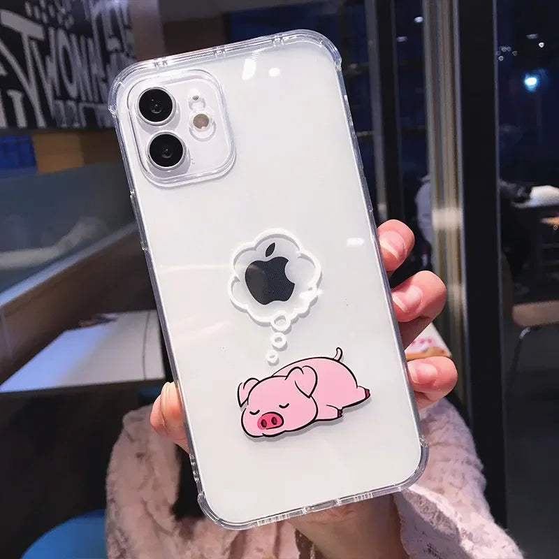 Creative Elephant Lion Animal Phone Case For iPhone 17 16 15 13 11 12 14 Pro Max Mini 7 8 Plus Dog Clear Shockproof Soft Covers