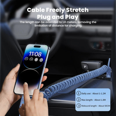 Toocki PD 20W Type C To Lightning fast Charger Cable For iPhone 14 13 12 11 Pro Max Plus XR XS Spring Telescopic Charging Wire