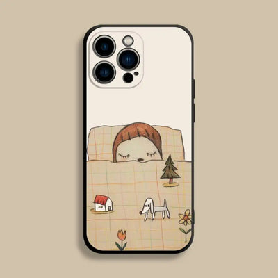 Y-Yoshitomos Art N-Nara Phone Case For iPhone 17,16,15,14,13,12,Pro,Max,Plus,E,SE4,Air,Mini Black Soft Cover