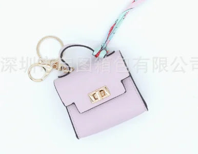 Luxury Fashion Mini Headphone Bag For Airpods 4 3 2 Pro 2 Galaxy Buds 3/3Pro Leather Purse Pendant Mini Keychain