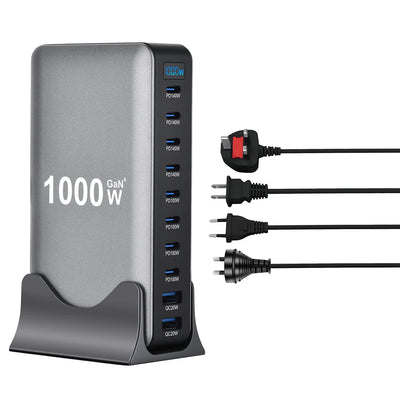 1000W GaN Charger USB C Fast Desktop 10Port USB Type C PD3.1 Charger Fast Charging for iPhone 17 16 15 Samsung S24 Xiaomi Laptop