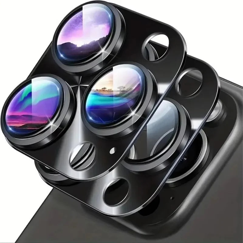 3D Full Metal Camera Lens Protector Tempered Glass Protector For iPhone 16 15 14 Pro Max Plus Camera Lens Protector Glass Cover