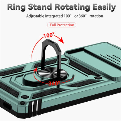 Durable Armor Slide Lens Full Protect Cover for Google Pixel 10 9 8 7 6 A Pro XL 360 Metal Magnetic Ring Holder Shockproof Case