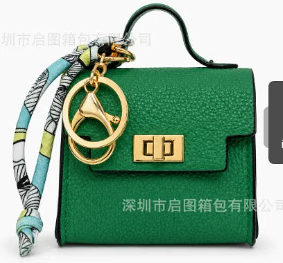 Luxury Fashion Mini Headphone Bag For Airpods 4 3 2 Pro 2 Galaxy Buds 3/3Pro Leather Purse Pendant Mini Keychain