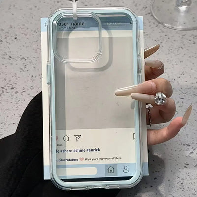Luxury Candy Color Frame Clear Back Phone Case For iPhone 18 17 16 15 14 13 12 Pro Max 11 16PLUS Acrylic Shockproof Bumper Cover