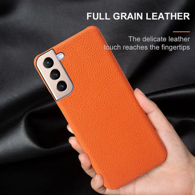For SAMSUNG S21 CASE Litchi Texture Genuine Leather Cases S26FE S25Ultra S224 Plus S23 S22 Phone Cover Coque Protective Shell